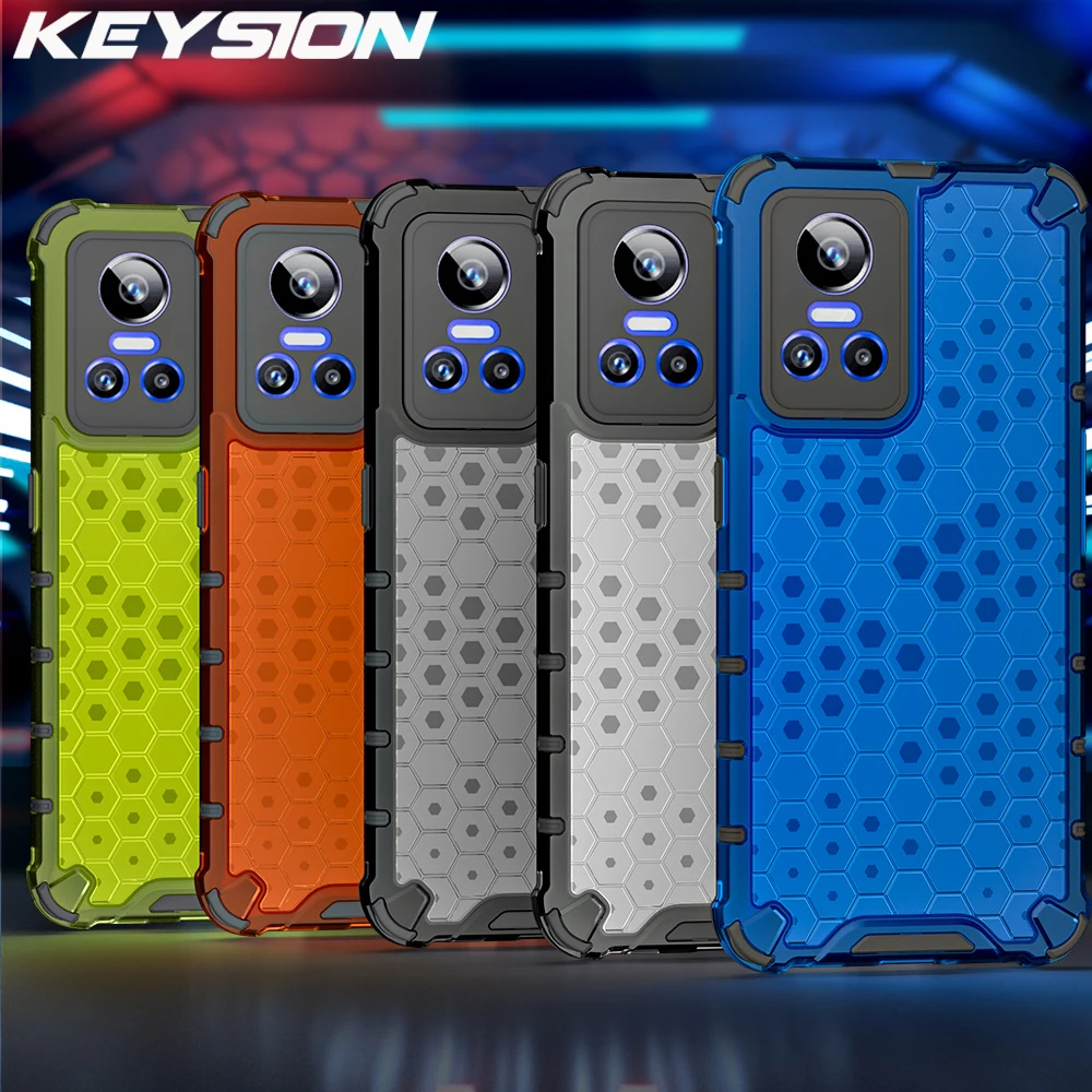

Противоударный чехол KEYSION для Realme GT Neo 3 3T 2 2T 2 Pro, прозрачная сотовая задняя крышка для телефона OPPO Reno 7 4G 7Z F21 Pro
