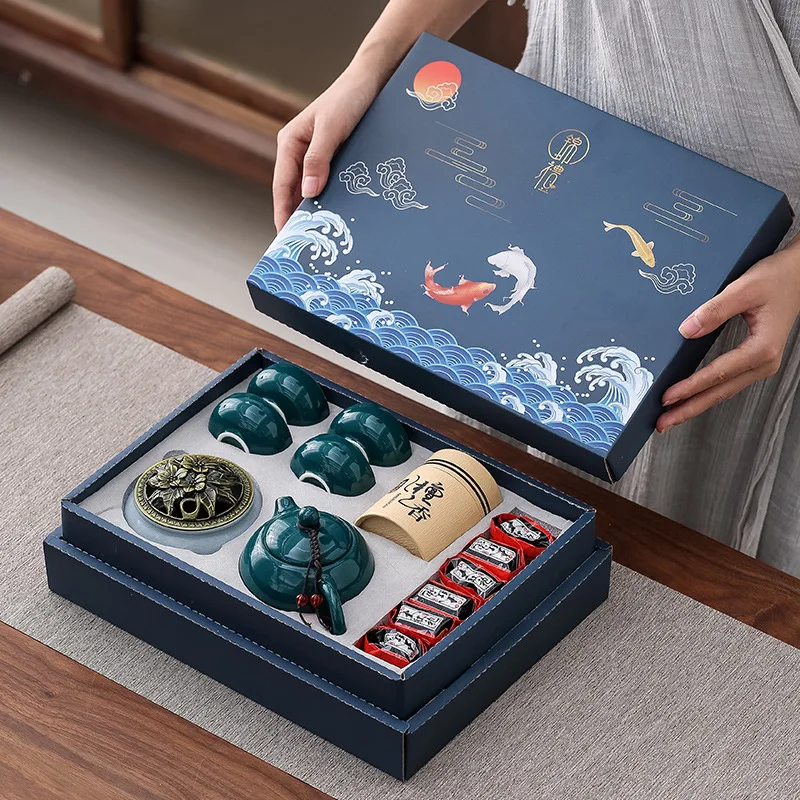 

Set Tea Friends Ceremony Set Cups Portable Boxed Set Chinese Cans Gift Pot With Fu Ceramic Car For Kung Tea One Four Tea Tea Tea