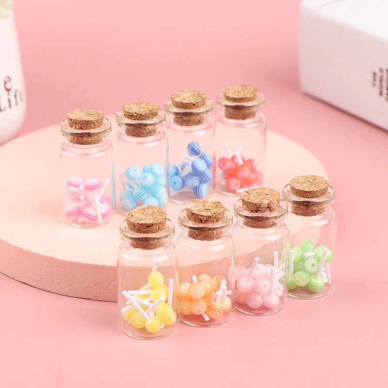 

Kawaii Miniature Food Dessert Sugar Mini Lollipops With Jar Candy For Doll House Kitchen Furniture Toys Accessories