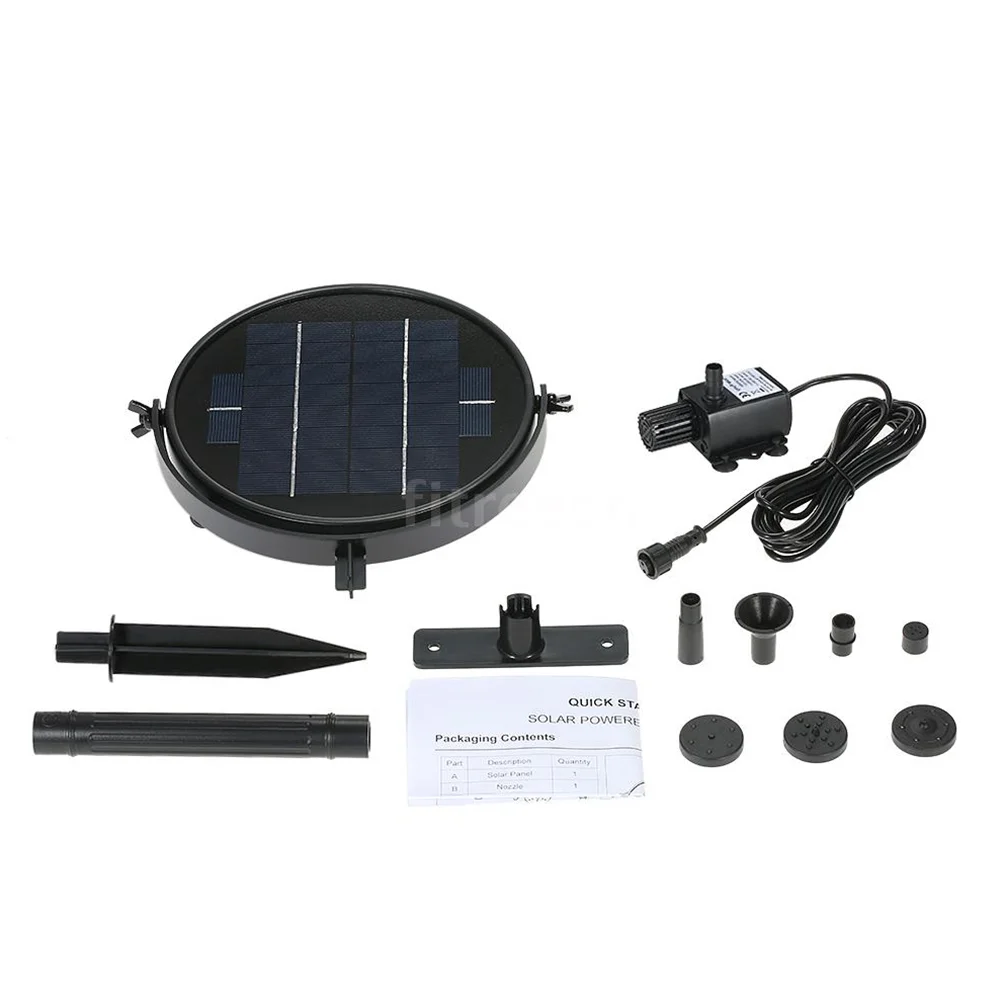 

Водяной насос на солнечной энергии, погружной фонтан, вставленный водяной насос, солнечная панель для садового бассейна (2 Вт)