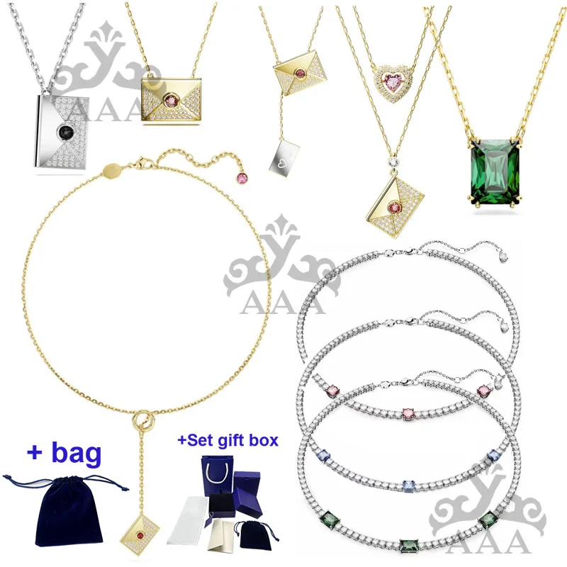 

S XL070High Quality Jewelry Love Letter Series Necklace Rectangular Crystal Necklace Fashion Romantic Love Artifact Holiday Gift
