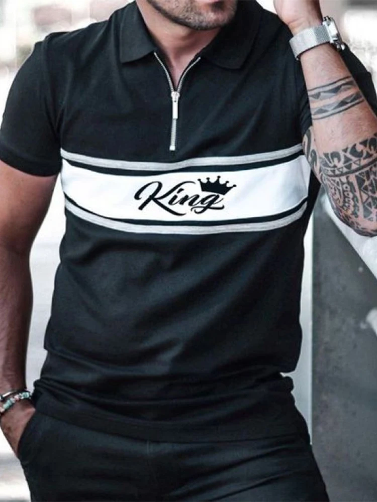

Летняя модная Новая Мужская футболка-поло, Повседневная простая облегающая футболка с коротким рукавом, Мужской винтажный топ на молнии с о...