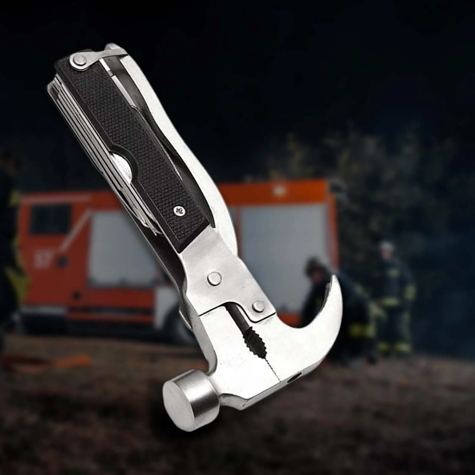 

Compact Life Saving Hammer Emergency Survival with Pliers Folding Wood Handle Cutter Bottle Opener Set for Car Men Picnic Window