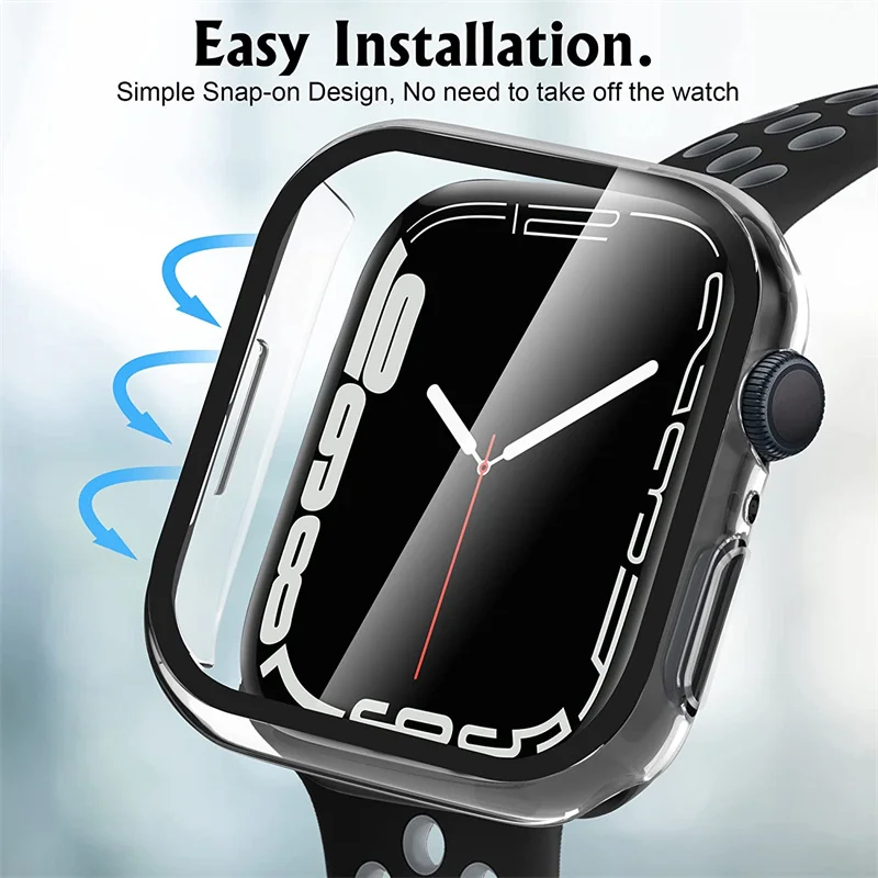 Стекло и крышка для apple watch series 8 7 6 5 4 3 SE iWatch Защитное стекло Watch чехол 44 мм 40 42 38 45 41 -