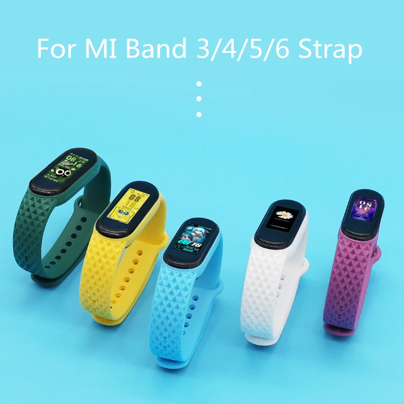 

For Mi Band 6 Strap Silicone Rhombus Bracelet Wristbands Mi Band 6 5 Band Mi 5 Strap 2023 New Soft Wrist Bracelet