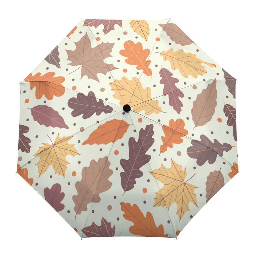 

Maple Leaf Dots Autumn Parasol Umbrella for Outdoor Automatic Eight Strands Rain Umbrella Adults Female Shade Umbrellas