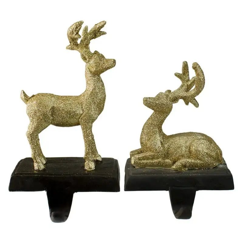 

Glittered Reindeer Christmas Stocking Holder - Set of 2