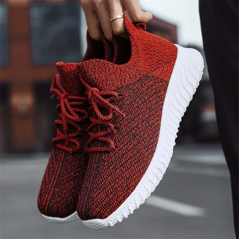 2022 Summer New Flying Woven Running Shoes Men's Casual Sports Shoes Men Footwear Breathable Mesh Light Walking Sneaker