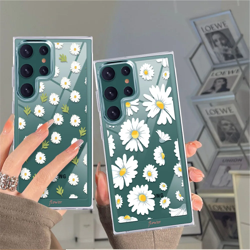 

Daisy Flower Case for SAMSUNG Galaxy S22Plus S22 Protection Shell Covers for Samsung S22Ultra Luxury Transparent PC+TPU Fundas