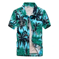 2022 summer new holiday trend mens hawaiian shirts short sleeve button coconut tree print breathable shirt m 5xl
