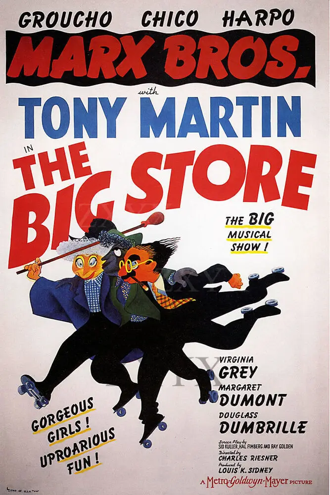 Винтажный кинопостер The Big Store Marx Brothers