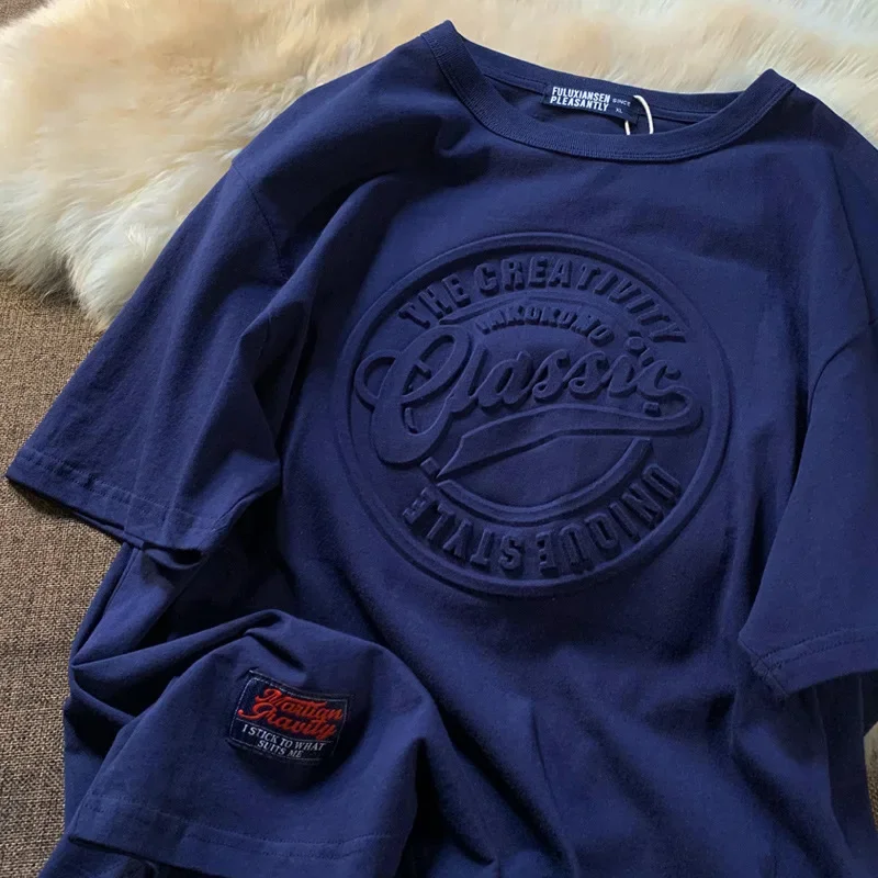 Винтажная Мужская футболка из чистого хлопка с короткими рукавами модная