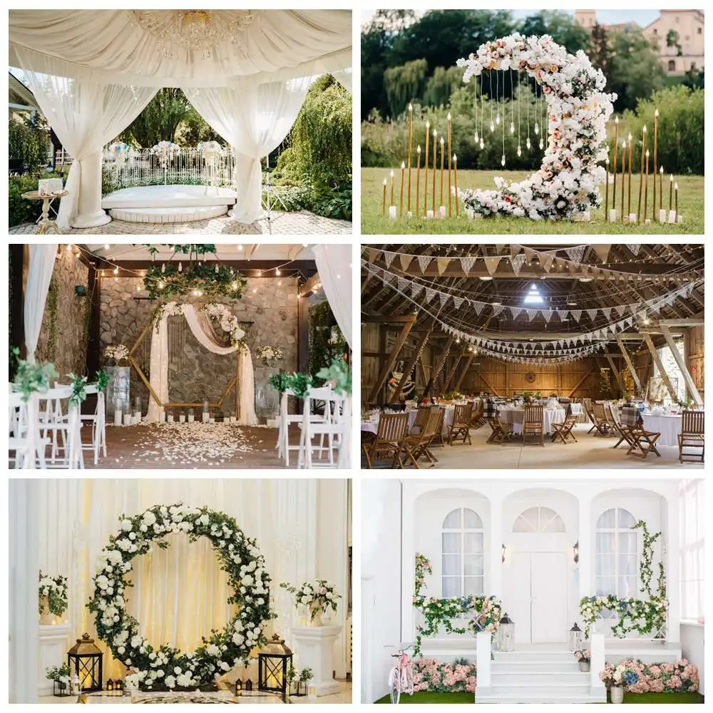 

Garden Wedding Backdrops Photography Bridal Shower Party Decoration Custom Curtain Arch Door Flowers Photo Booth Backgrounds