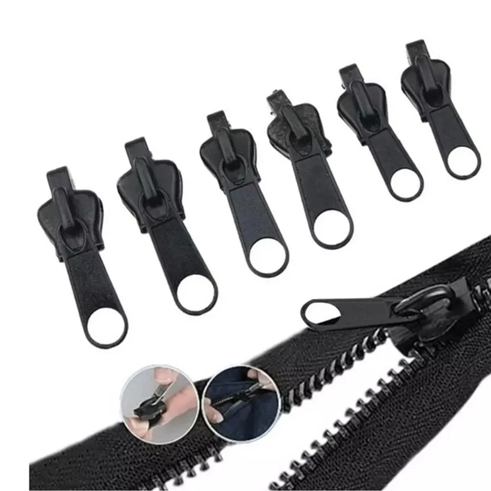 

6 Pcs/Set Reusable Pull Lock Repair Kit Black Brown Zip Sliders Spirals Instant Fix Your Own Sewing Easy To Install Removable