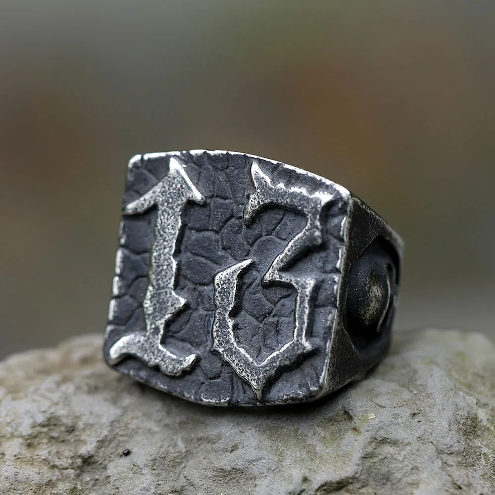 

NEW Men's 316L stainless-steel rings Punk rock Fashion 13 Letter RING for teens gothic fashion Jewelry Gift free shipping