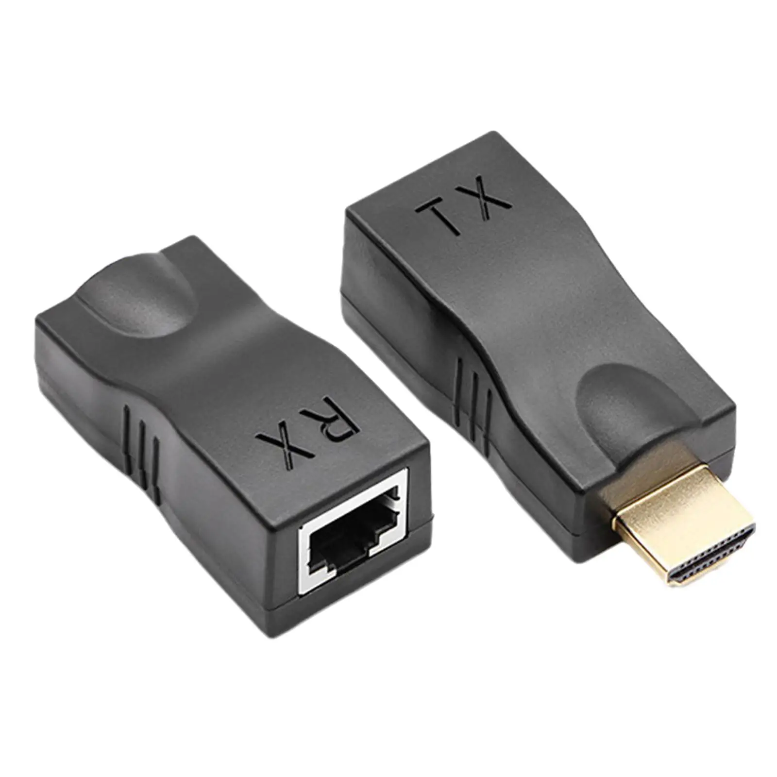 Фото Комплект из 2-х HDMI-RJ45 адаптеров для передачи данных по Ethernet, 30 м, без потерь, однокабельный удлинитель HDMI-RJ45 Cat5e/6, конвертер HDMI в RJ45 для HDTV STB №5