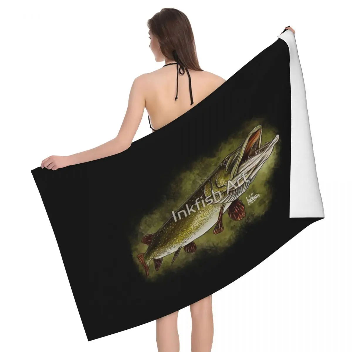 

Open Mouth Pike 80x130cm Bath Towel Skin-friendly For Outdoor For Party