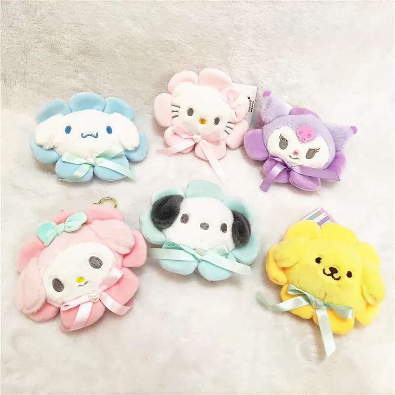

Kawaii Sanrio Hello Kitty Plush Doll Keychain Cute Melody Cinnamoroll Kuromi Accessories Soft Stuffed Toys Pendant Girl Gifts