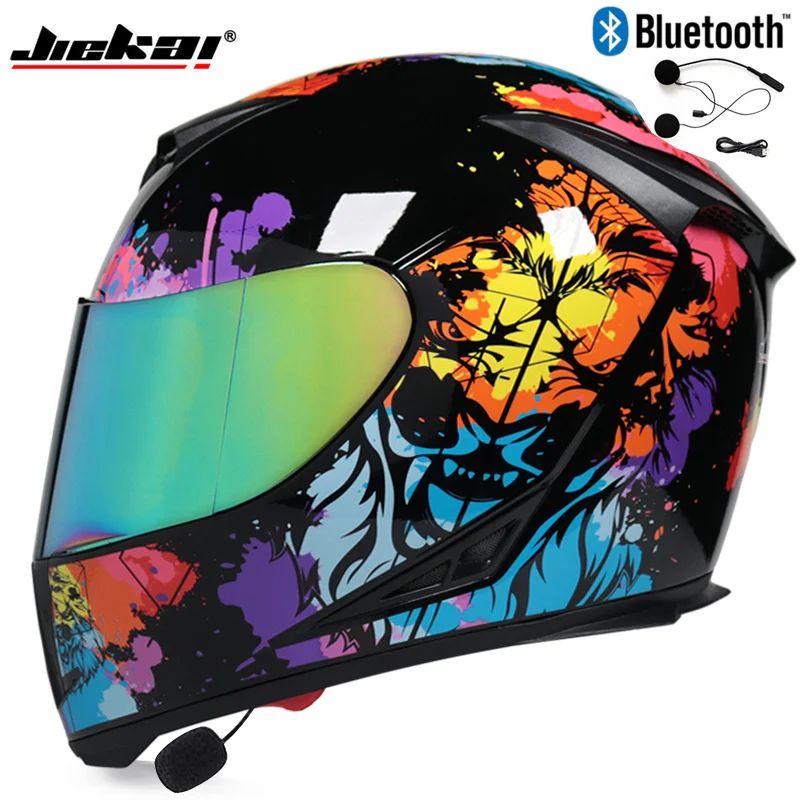 Suitable for electric motorcycle helmet full helmet, double lenses, personalized running helmet, Bluetooth