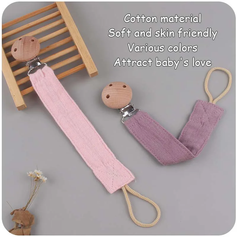 Хлопковый деревянный зажим для соски младенцев и мягкий удобный держатель
