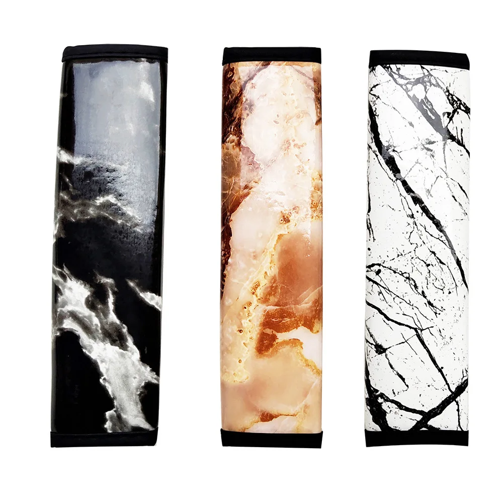 

2PCS Universal Sticker Car Seat Belt Cover Marbling Leather Auto Seat Belt Covers Shoulder Protection Shoulder Pads Car Styling