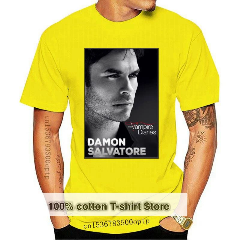 

New Damon Salvatore The Vampire Diaries Men T Shirt Fashion Cheap Plus Size Cotton Short Sleeve Custom Men T-shirt