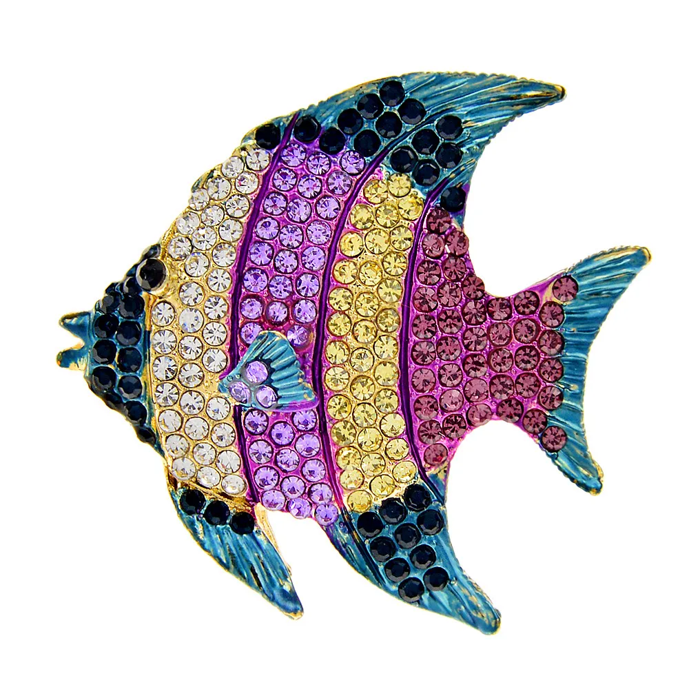 

CINDY XIANG Rhinestone Fish Brooches For Women Animal Pin Sea Series Jewelry Summer Coat Colorful Accessories High Quality New