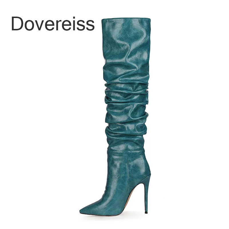 

2022 Winter Yellow Stilettos Heels Knee High Boots Zipper Fashion Sexy Pointed Toe Female Ladies Boots Big Size 43 44 45 46 47