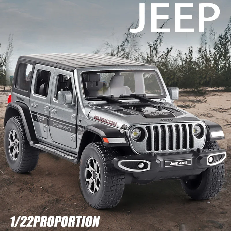 

Модель внедорожника Jeep Wrangler, модель автомобиля из сплава со звуком и светильник, коллекционная игрушка из литого металла, подарок для мальч...