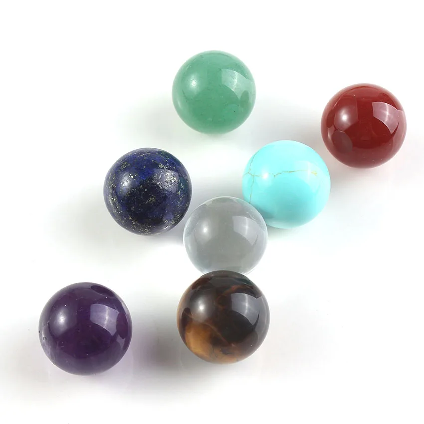 KFT Natural 16mm 7 Chakra Stone Round Beads Healing Crystal Quartz Reiki Seven Array Feng Shui Small Ornaments with Home Decor |