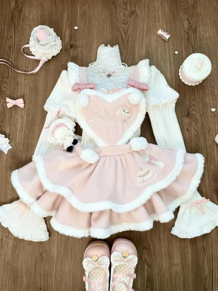 Японский сладкий Kawaill новые костюмы из трех предметов женская накидка с