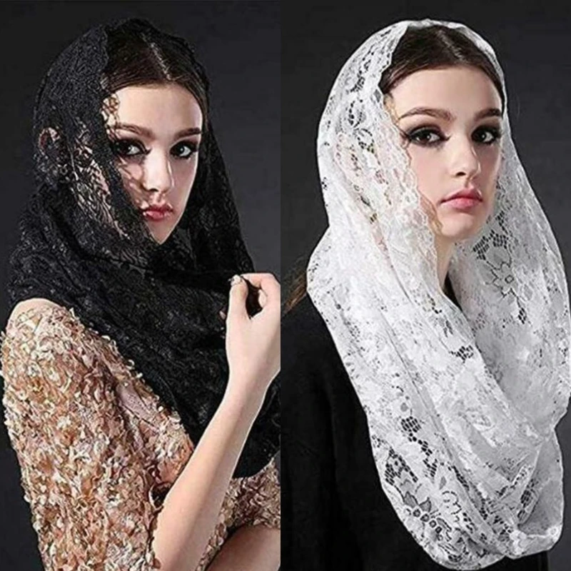 Lace Mantilla Catholic Church Chapel Veil Exquisite Flower Embroideries