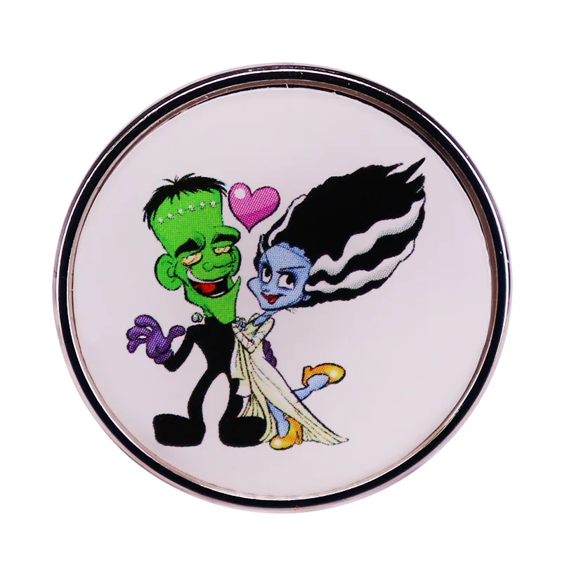 

Frankenstein and His Bride Thriller Movie Television Brooches Badge for Bag Lapel Pin Buckle Jewelry Gift For Friends