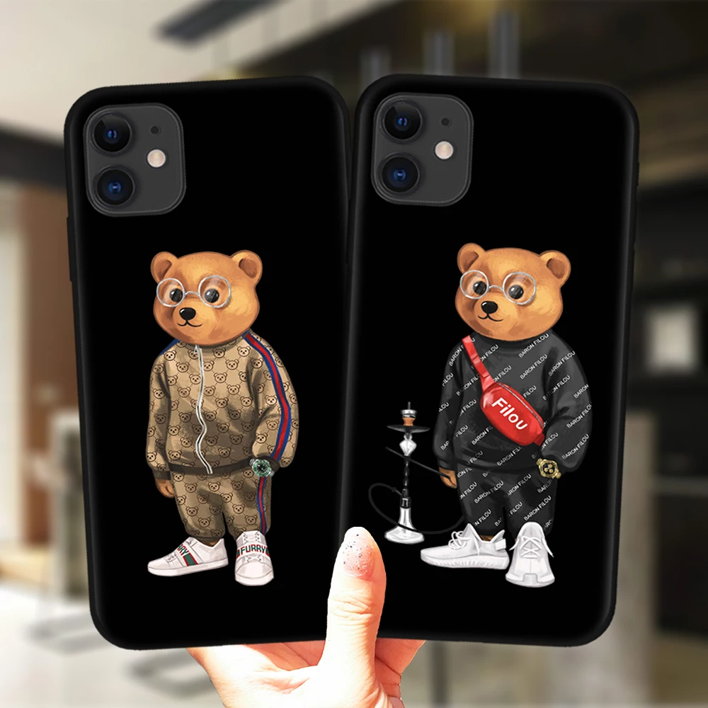 

Cute Bear Fashion Brand Case For iPhone 13 Pro Max mini 7 8 6 6s Plus XR X XS SE 2020 Soft TPU Cover For iPhone 11 12 Pro Max