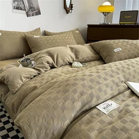 nordic brown duvet cover 3d waffle plaid comforter bedding set chic fitted bed sheet bed linens pillow cases 220x240 quilt cover