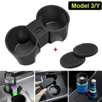 car center console cup holder insert for tesla model 3y tpe material with mini trash can storage box car interior accessories
