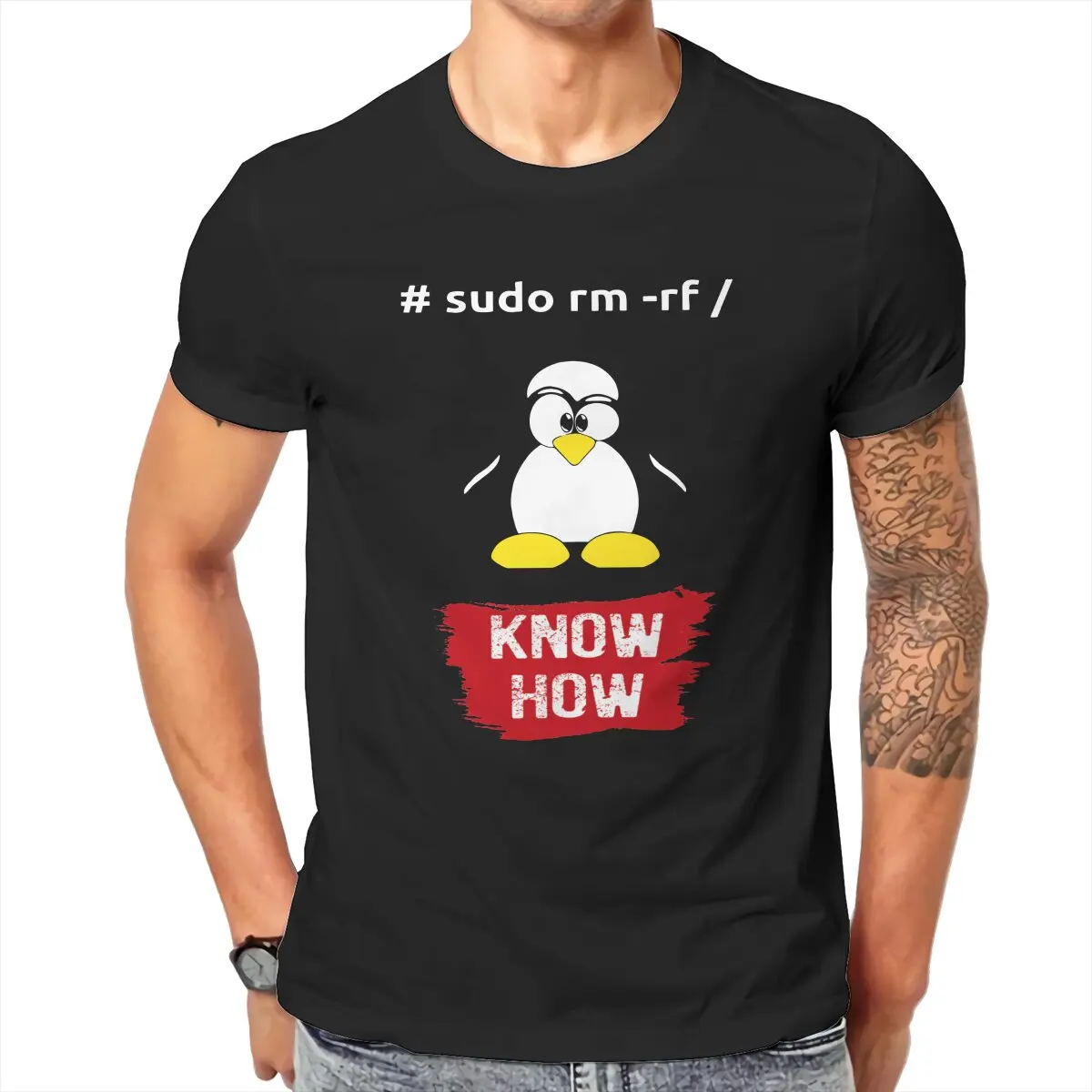 

Men T-Shirts DevOps Know How Sudo Novelty Cotton Tee Shirt Short Sleeve Root Linux Docker T Shirt Round Collar Tops Plus Size