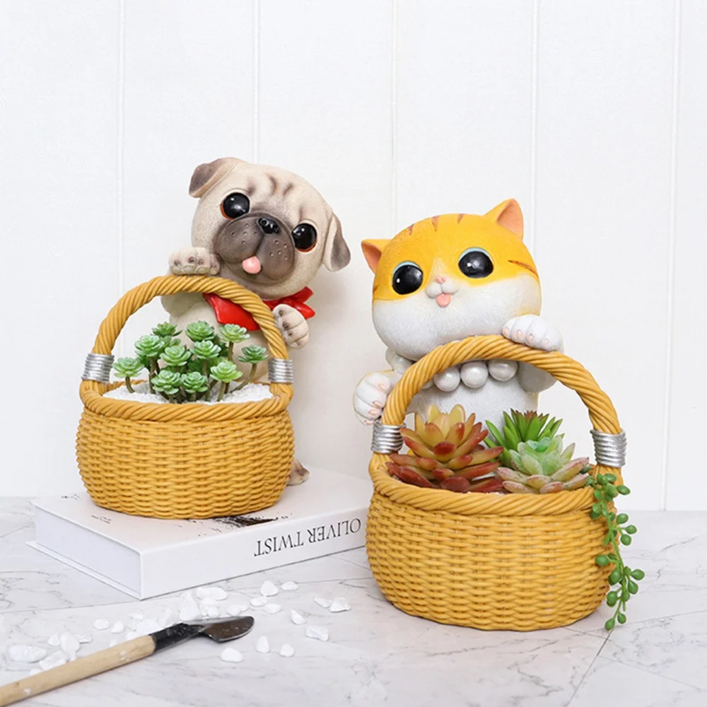 

Мультяшный щенок, кошка, полимерный цветочный горшок, украшение для сада, суккулент, цветок, вход, коробка для хранения, украшение, подарок