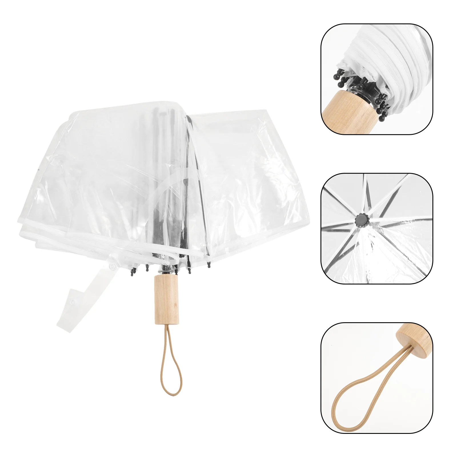 

Automatic Folding Umbrella Strong Pocket Mini Clear Umbrellas Windproof Transparent Small