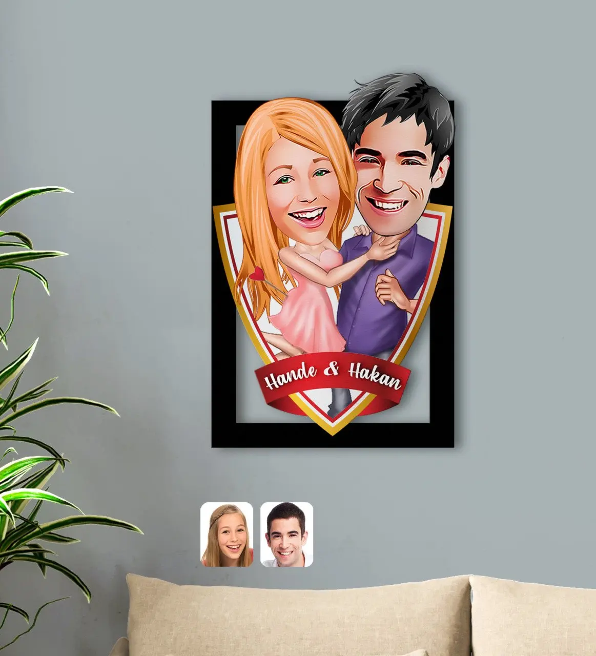 

Personalized Is Valentine Caricature OF 3D Wood Tablo-3