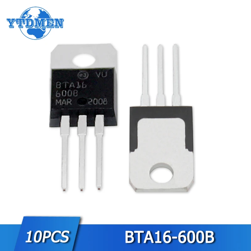 

10pcs BTA16-600B Transistor set BTA16 16A 600V Triac Alternistor TO-220 Logic Level and Standard Triacs Transistors Kit
