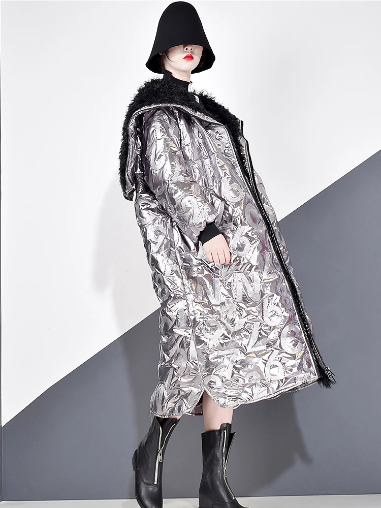 XITAO Personality Winter Coat Women Letter Pattern Streetwear Parka Tide Brand Loose  Women Clothes 2019 New DMY1754
