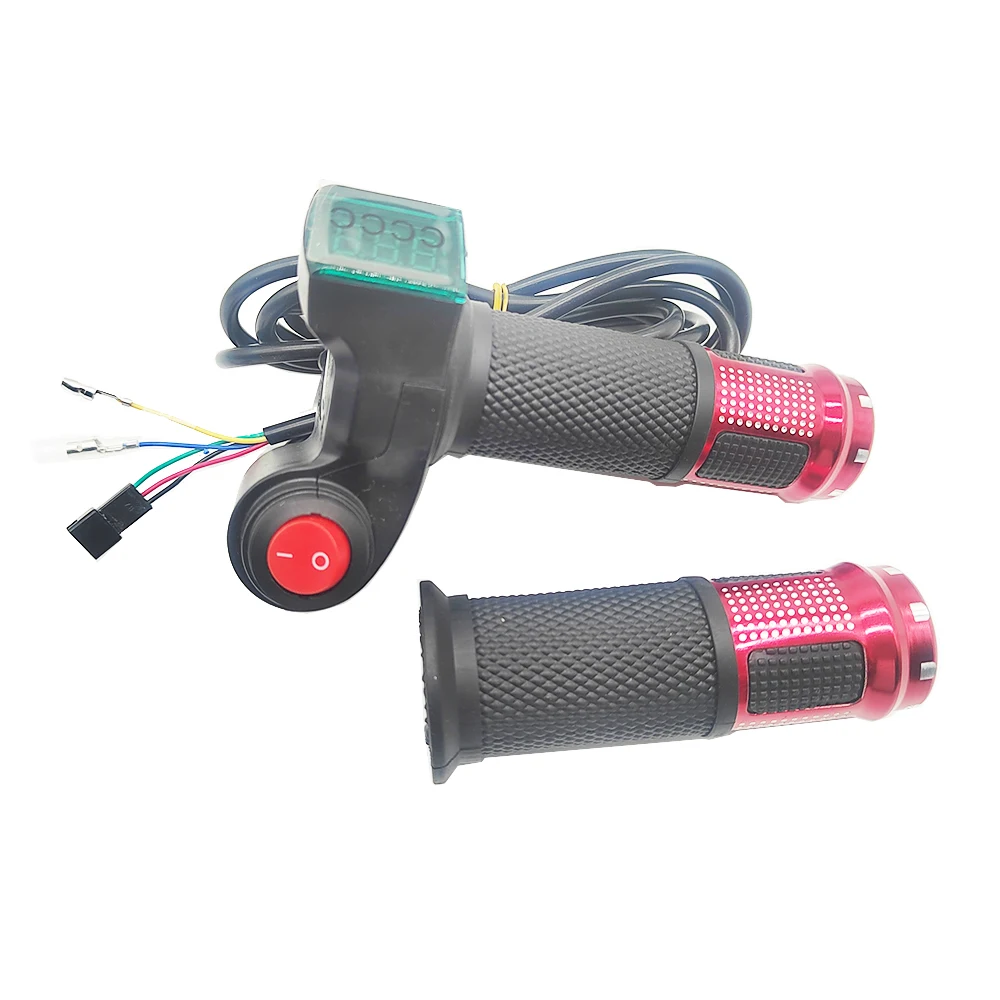 

Twist Throttle with Battery Power LCD Display Switch Handlebar Grips for Electric Bicycle/Scooter/E-Bike