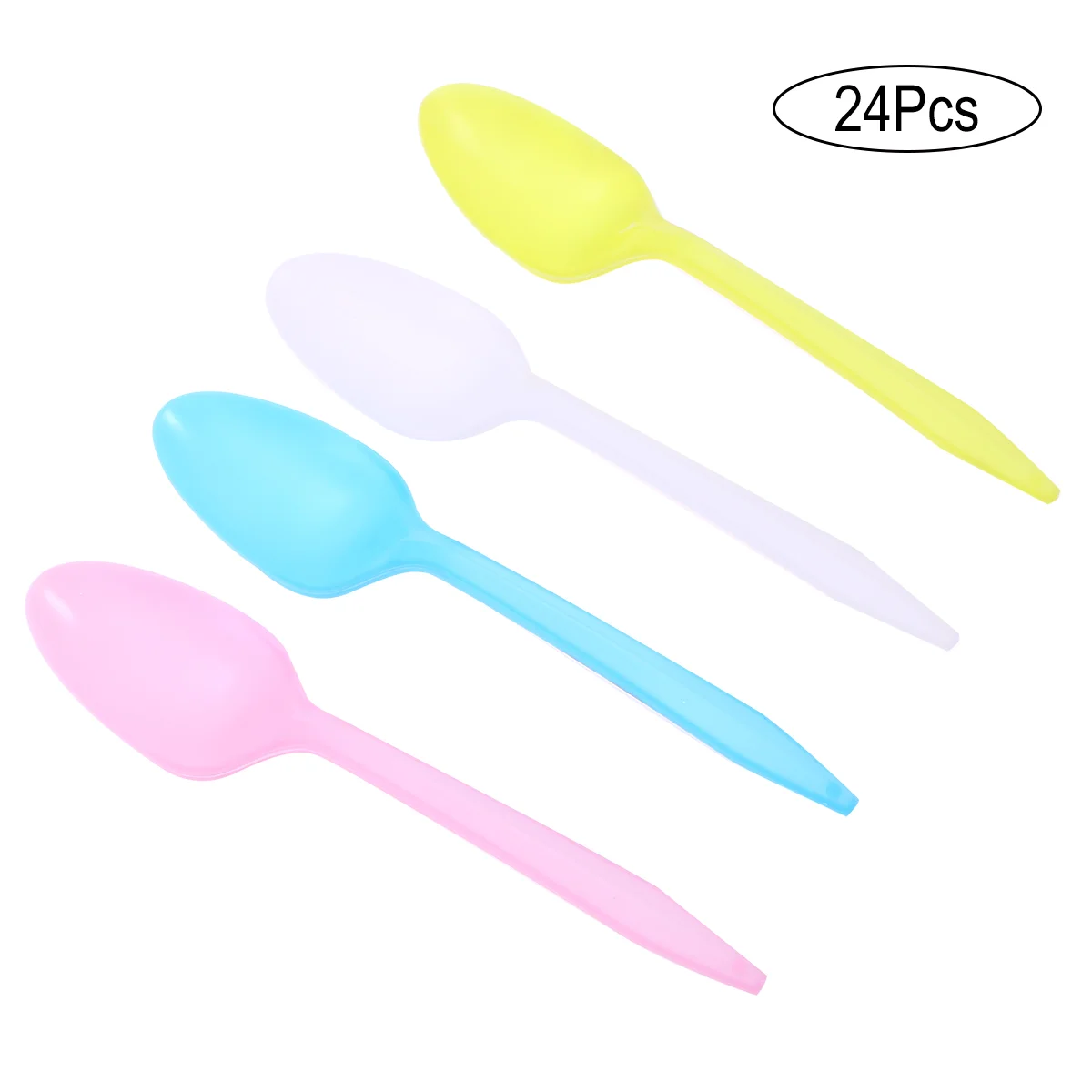 

24pcs Disposable Plastic Spoons Party Cutlery Spoons Birthday Party Tableware for Jelly Ice Cream Dessert (Random Color)