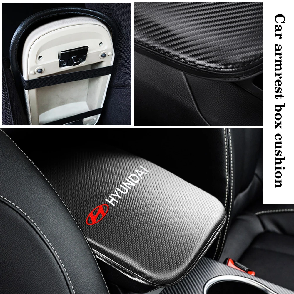 

Car Armrest Pad Universal Logo Interior Storage Box Pad Dust Cover Armrest Protector For Hyundai i20 i30 ix35 Solaris Elantr ETC
