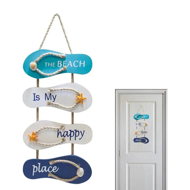 

Винтажная пляжная тарелка, деревянные шлепанцы, морские украшения для подвешивания, морская вешалка, знак, тапочки, украшение для стены, двери, окна