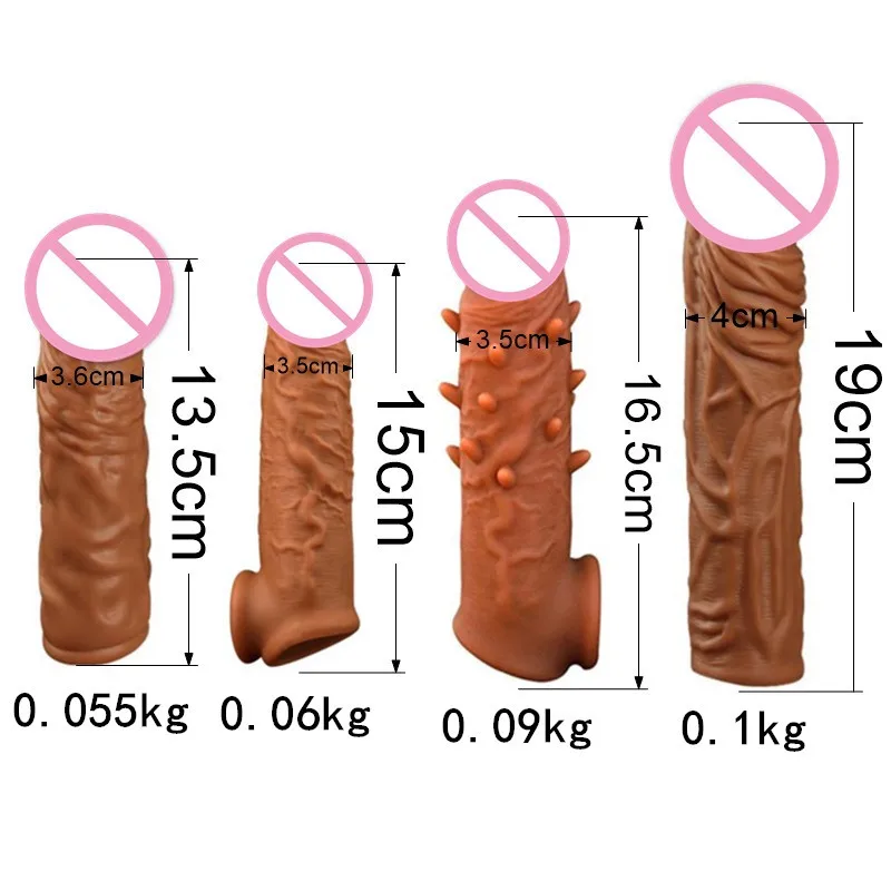

Reusable Penis Rings Extender Sleeve Enhancer Dick Adult Sex Toys For Men Delay Lock Sperm Intimate Erotic Sex Shop No Vibrator