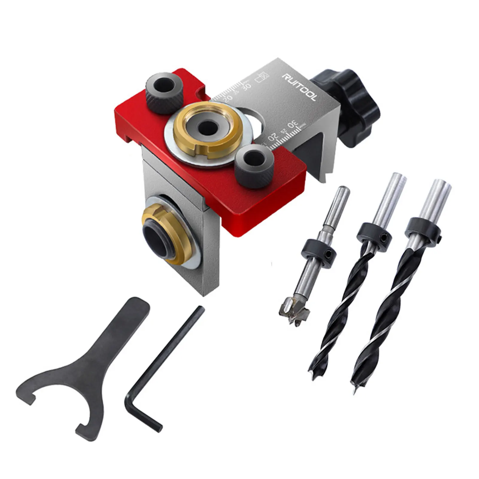 

3 in 1 Doweling Jig Woodworking Pocket Drilling Locator Jig with 8/10/15mm Drill Bit Furniture Connecting Woodworking Tools
