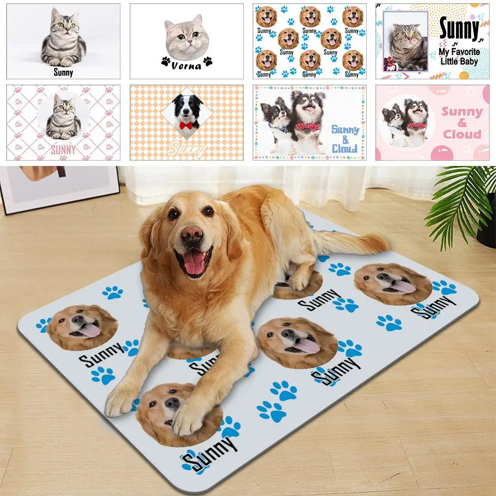 

Custom Pet Food Water Mat With Pet's Name Non-Slip Backing Personalized Dog Cat Feeding Mat Customized Placemats For Dog Ca Q6I8