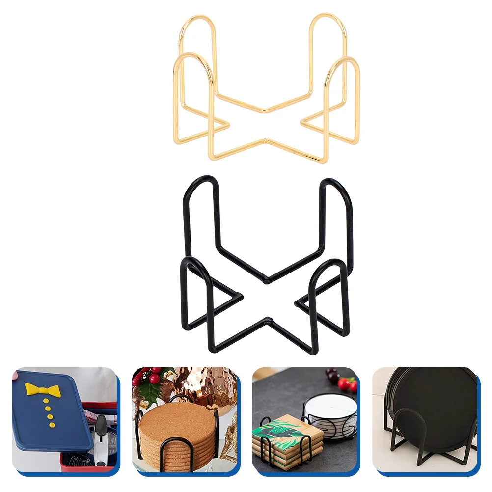 

2pcs Kitchen Coaster Holder Sturdy Coaster Iron Storage Rack Cup Mat Organizer